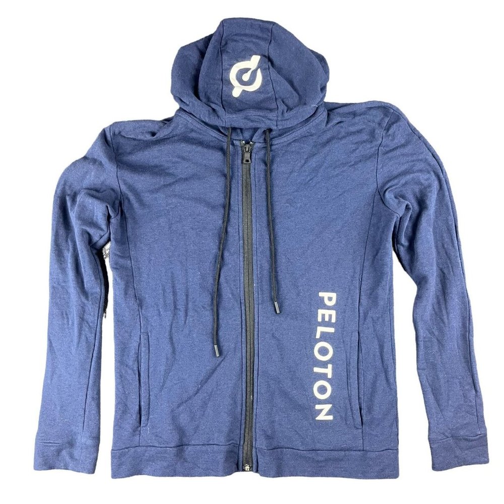 Onia x Peloton Hoodie Zip Up Sweatshirt Women's Size S Navy Black Pockets Cotton